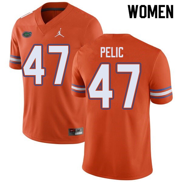Jordan Brand Women #47 Justin Pelic Florida Gators College Football Jersey Orange